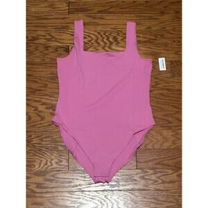 Old Navy Women's Pink Sleeveless Square Neck Snap Closure Bodysuit Top, Sz XL